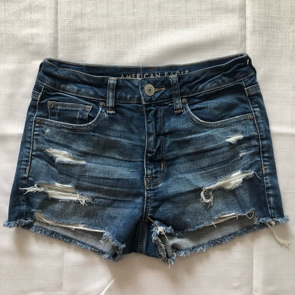 American Eagle Outfitters Pants - American Eagle Hi-Rise Distressed Next Level Stretch Jean Shorts
